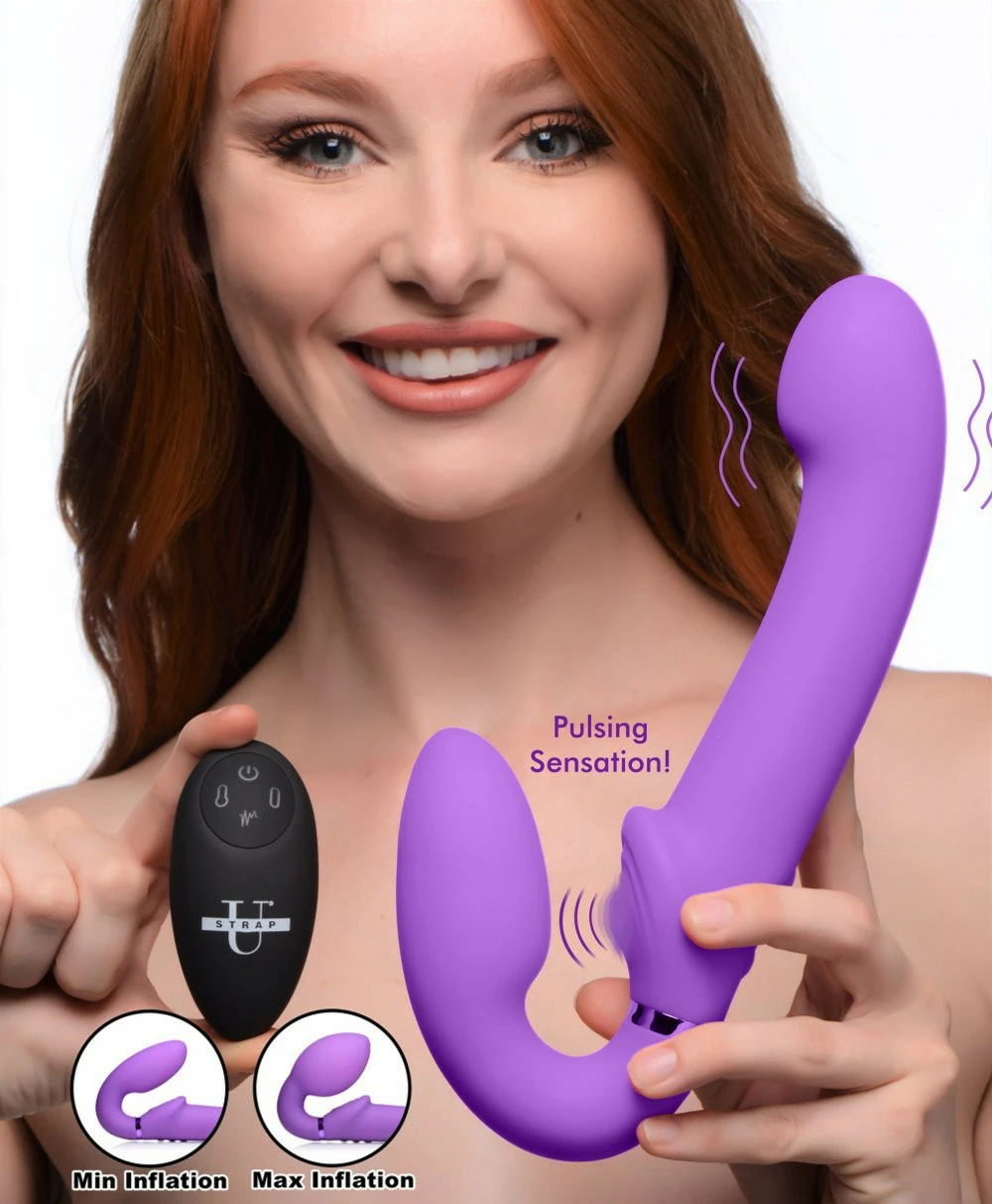 Remote Sex Toys Extreme Sex Toys, Bondage, & Fucking Machines | ExtremeRestraints10X Remote Control Ergo-Fit G-Pulse Inflatable And Vibrating Strapless Strap-on
