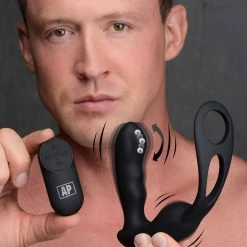 Remote Sex Toys Extreme Sex Toys, Bondage, & Fucking Machines | ExtremeRestraints7X P-Strap Milking And Vibrating Prostate Stimulator With Cock And Ball Harness