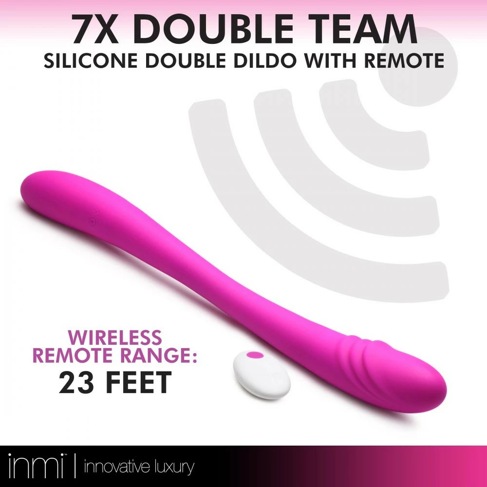 Remote Sex Toys Extreme Sex Toys, Bondage, & Fucking Machines | ExtremeRestraints7X Double Team Silicone Double Dildo With Remote - Image 3