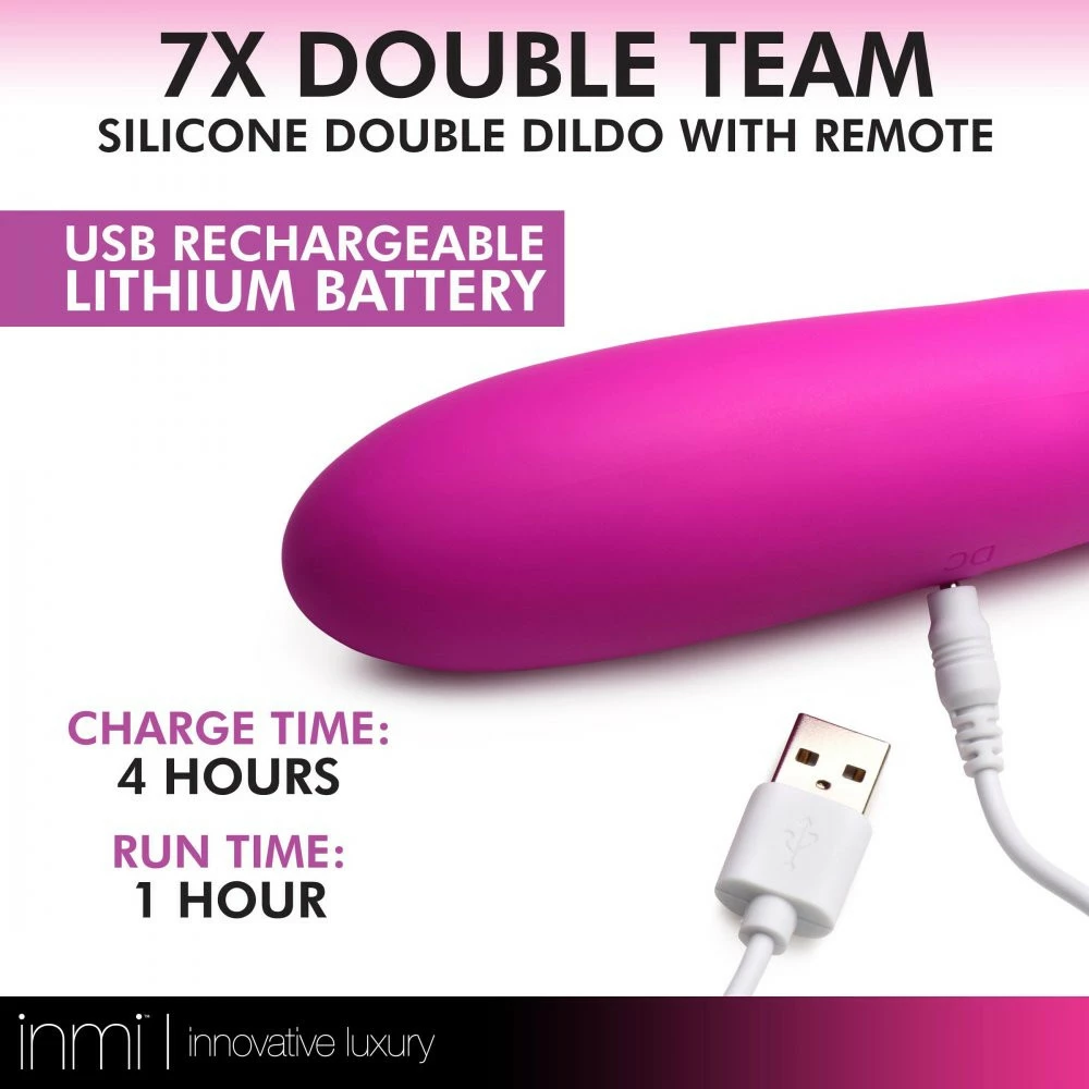 Remote Sex Toys Extreme Sex Toys, Bondage, & Fucking Machines | ExtremeRestraints7X Double Team Silicone Double Dildo With Remote - Image 4